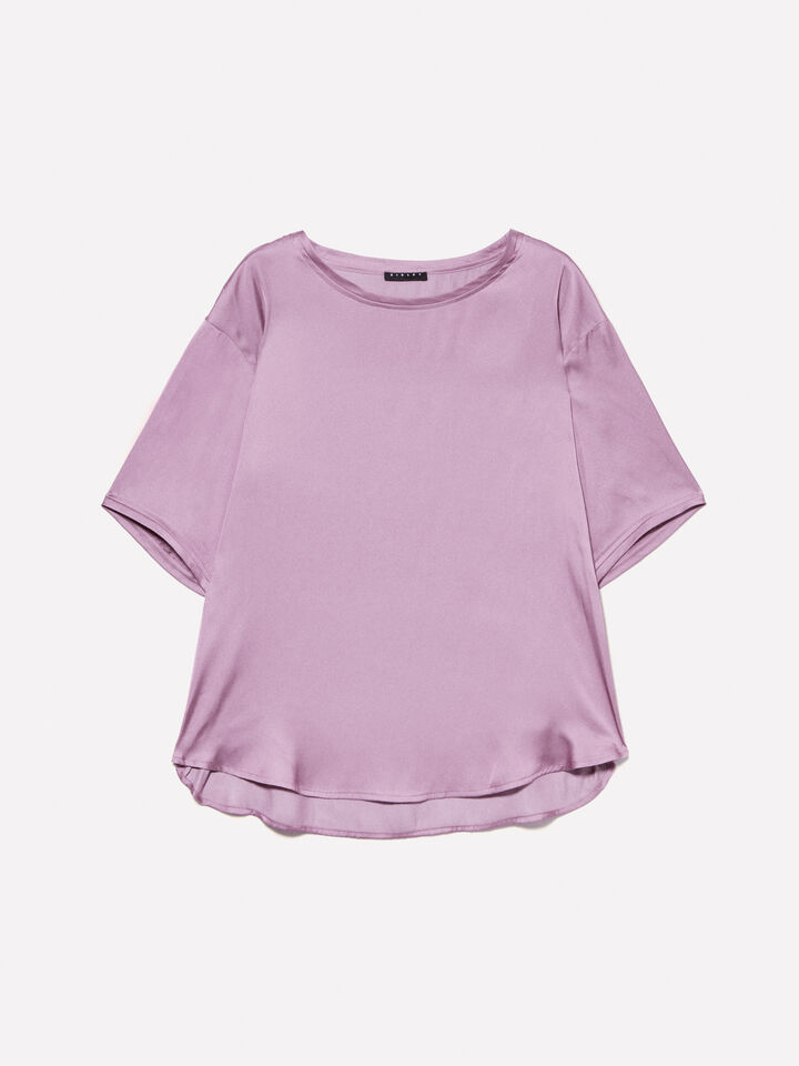 Μπλούζα μωβ over fit από σατέν - μπλούζες γυναικείες - Λιλα | Sisley image number 4